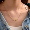 Chains Gold Color Lucky Blue Eye Pendant Necklace For Woman Enamel Greek Long Chain Clearance Jewerly Olho Grego Of Horus