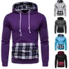 Sudaderas con capucha para hombres 2023 Vintage Patchwork Plaid Estilo europeo Sudaderas de moda Top Casual Sport Street con capucha suelta Hombre Hooides