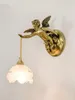 Applique française tout Bronze Vintage ange lampes luxe salon cristal chambre allée salle de bain miroir avant appliques lumières