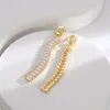 Tassel flash diamond zircon 18k gold plated earrings Europe and the United States light luxury temperament simple female net red cold wind ear accessories