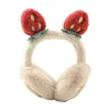 Berets Women Student Winter Plush Earmuffs Cartoon 3D Strawberry Ears Earflap Foldable Portable Ear Warmers Covers