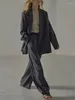 Costumes pour femmes, manteau Blazer droit classique en sergé, col cranté, manches longues, veste de tempérament, automne 2023
