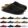 Homens Mulheres Designer Slides Sandálias Soft Footbed Camurça Couro Taupe Mocha Mink Tomilho Mens Moda Ao Ar Livre Chinelos Sapatos Designer com Pele