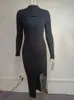 Grundlegende Freizeitkleider für Damen, weiß, gestrickt, langes Midi-Kleid, Herbst-Winter, solide Büro-Dame, Pullover, figurbetont, schlank, langärmelig, süß, sexy Pullover-Kleid 231110