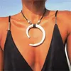 Chaînes bijoux tribaux colliers femmes mode cuir femmes argent perle joli collier