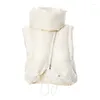 Women's Trench Coats Fashion Cute Women Sleeveless Puffer Jackets Shawl Collar Irregular Bubble Vest Zipper Drawstring Parka Puffly Crop