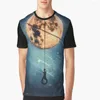 メンズTシャツ2023メンズTシャツのインク絵画ランドスケープファッション服3D印刷カジュアルビンテージラウンドネックトップB