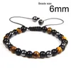 Strand Obsidian Stone Hematite Tiger Eye Bead Armband Viktminskningsarmband Handgjort Justerbart rep Slantenergi smycken