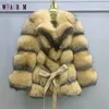 Kvinnors päls faux 100 naturlig päls highend mode vinter varm längd 75 cm anpassningsbar hylsa avtagbar real 231109