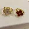 marka luksusowy projektant koniczyny chiński Pierścień 18K Złote zielony biały czerwony czarny kamień urok Anillos Diamond Emotion Pierścienie zaręczynowe Pierścionki zaręczynowe