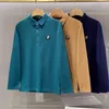 Loro * Piana Mens Polos Lapel Long Sleeve Pullover Navy Khaki Blue