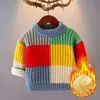 Pullover Herbst Winter 2023 Baby Jungen Pullover Mädchen Kinder Gestrickte Kleidung Kinder Jumper Kleinkind Plaid Farbe Passenden 231109