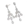 Boucles d'oreilles printemps Qiaoer Long gland goutte d'eau haute teneur en carbone diamant pierres précieuses femmes Costume de fête pour mariage bijoux de mariée cadeau