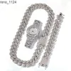 HipHop – ensemble de bijoux glacés, montre en diamant et strass, chaîne cubaine, collier à maillons avec Bracelet, cadeau pour hommes