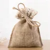 Sieradenzakjes Hessische Kant Cadeauzakjes 8x10cm 10x15cm 13x17cm Make-up Jute Trekkoord Zak Party Snoep Jute Verpakking