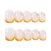 False Nails 24pcs French Style Orange Detachable Fake Glossy Artificial STTX889