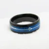 Cluster Rings 8mm Width Male Thumb Black Tungsten Carbide Band Inlay Silver Color Arrow & Blue Meteorit Comfort Fit Size 6-13