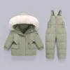 Kledingsets Kinderen Donsjas Jas Jumpsuit Kinderen Peuter Meisje Jongen Kleding Dons 2 stuks Winter Outfit Pak Warme Baby Overalls Kledingsets 231108