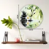 Wall Clocks Green Bamboo Leaves Flower Clock Round Style Fashion Modern Design Home Living Room Bedroom Decoration