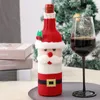 Tecknad stickad julvinflaskuppsättning rött vinflaska täckdekorationer Santa älg julprodukter levererar xmas