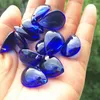 Chandelier Crystal 12pcs/lot 16 22mm Smooth Blue Glass Tear Drop Pendants (Free Rings)For Chandelier/ Curtain Parts Diy Jewelry