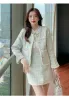 Two Piece Dress Autumn 2 Piece Sets Women Korean Vintage Temperament Elegant Long Sleeve Button Tweed Short Jacket High Waist Bodycon Skirt Suit 2024