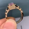 Anéis de casamento 2023 rosa zircônia cúbica anel feminino acessórios de festa de noivado presente de aniversário para mamãe joias de luxo dropship