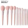 Make-up kwasten BEILI Make-up kwasten Roze 11 pcs Cosmetisch Schoonheid Make-up kwasten set Voor Blusher Foundation Wimper Oogschaduw brochas Maquillaje Q231110