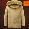 Men's Fur Faux Fur Thickened Plush Men Winter Coat Plush Solid Color Hooded Men Padded Cotton Coat Outdoor Wool Liner Hooded Jacket Snow Parkas 231109