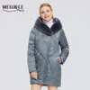 Damen-Daunenparkas MIEGOFCE Winter Eleganter Damen-Baumwollmantel Stilvoller Kunstpelzkragen Lange warme Kapuzenjacke Weiblich Winddichter Parka D20657 231109