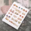 Ohrstecker 18/36 Paare Mode Mix Stil Gold Farbe Strass Kristall Blume Ohrringe Set für Frauen Mädchen Schmuck Brincos Ohrringe