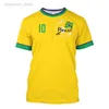 Mäns T-shirts Brasilien Jersey Men's T-shirt Brasiliansk flaggval Fotbollslag Skjorta O-Neck Overdimensionerad Cotton Short Sleeve Men's Clothing Top M230409