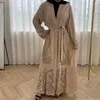 Etnik Giyim Moda Müslüman Cobe Tırnak Boncuklar Bayanlar hırka Kaftan İşlemeli dikiş Maxi etek Jilbab İslami Elbise Abaya Aplike