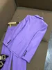 2023 Autumn Purple Solid Kolor Dwuczęściowe spodnie Zestawy do podcięcia Lapel z długim rękawem z podwójną lapelą Top z kamizelką długie spodnie Zestaw 3 sztuki