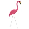 Garden Decorations 1 Pair Pink Lawn Flamingo Figurine Plastic Party Grassland Ornaments Decor Flat Flamingos Yard Art Craft