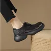 Kleidschuhe Herbst Echtes Leder Dicke Sohle Schnürung Pistolenfarbe Lefu Schuhe für Damen Casual Slope Heel Matsuke Sole Round Toe Single S 231110