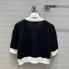 Frauen Sweaters Frühling schwarz Kontrastfarbe Stickerei Stricker Strickjacke Pulloverhülle gegen Hals getäfelte Single Breauzierte Tops W da