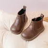 Bottes printemps / automne bébé chaussures en cuir enfant en bas âge enfants cheville semelle en caoutchouc mode infantile petites filles 15-25