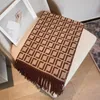 Realfine888 Women's FD Brown Cashmere Wool Viscose Scarf Silk Shearling Pashmina Shawl Wrap Luxury Designer Scarves For Woman With Box 23.10.29