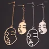 Studörhängen Punk Human Face Drop For Women Retro Abstract Hollow Out Statement Golden Dangle Earring Fashion Female smycken