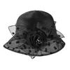 Chapeaux à bord large chapeau rond dôme du soleil dot imprimé décor de fleur