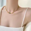 Collier ras du cou Punk chaîne cubaine pour femmes, couleur or, acier inoxydable, vert CZ, bijoux cadeau de noël