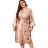 Women's Sleepwear Sanderala Plus Size XXXL Women Robes Kimono Bathrobe Gown Bride Bridesmaid Wedding Silk Women's Sleep Lounge Underwear