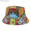 Brede Rand Hoeden Emmer Hoeden 2023 Zomer Zonwering Emmer Hoed Mannen Vrouwen Panama Cap Print Hip Hop Gorros Vissen Dubbelzijdig Visser Hoed YQ231110