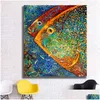 Obrazy Streszczenie Colorf Fishes Malowanie plakatów i wydruków Nowoczesne Cuadros Art Dekoracyjne zdjęcia ścienne do salonu wystrój domu