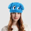 Bérets drôle dessin animé tricot chapeau pour femmes chaud en peluche avec de grands yeux mignons et de longues oreilles confortable doux oreillette Mad Men polaire