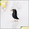 Pins Brooches Pins Jewelry Crow Brooch Black Paint Bird Enamel For Men Women Suits Dress Hat Collar Animal Gifts Drop Delivery 2021 Dh7Kd