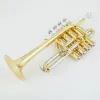 Trompete profissional alto bb piccolo, trompete de latão dourado e prateado com superfície de alta qualidade, pistão monel