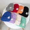 BeanieSkull Caps Mujeres Colores de caramelo Sombrero de invierno Moda Etiqueta de tela de punto Estilo Kpop Gorros suaves para streetwear Cap 231109