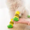 4 PCs/Los warme Katzenpupfhundbekleidung Schuhe weiche Haustiere Strick Socken Süßes Cartoon Anti -Schlupf -Skid -Socken kleine Hunde Atmungsfreie Haustierpfotenschutzprodukte JY0957